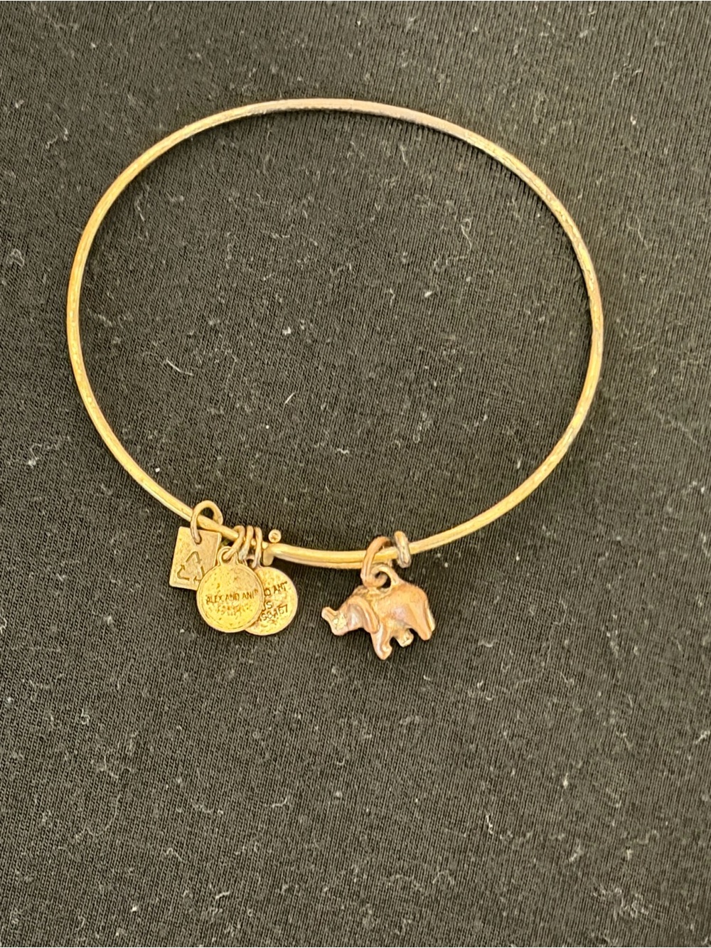 Alex and Ani Gold-Tone Elephant Charm Bangle Bracelet